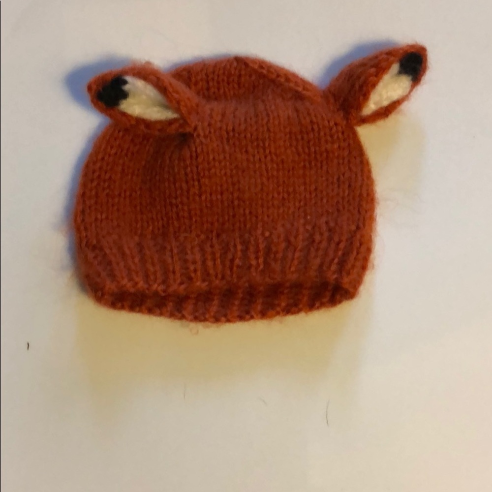 Fox crocheted hat, used for newborn photos